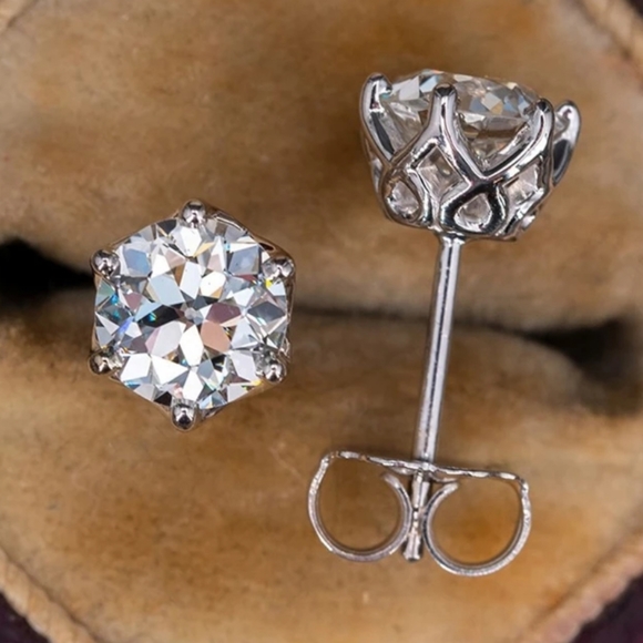 1 TCW Round Cut Moissanite Solitaire Stud Ea… - Picture 4 of 7